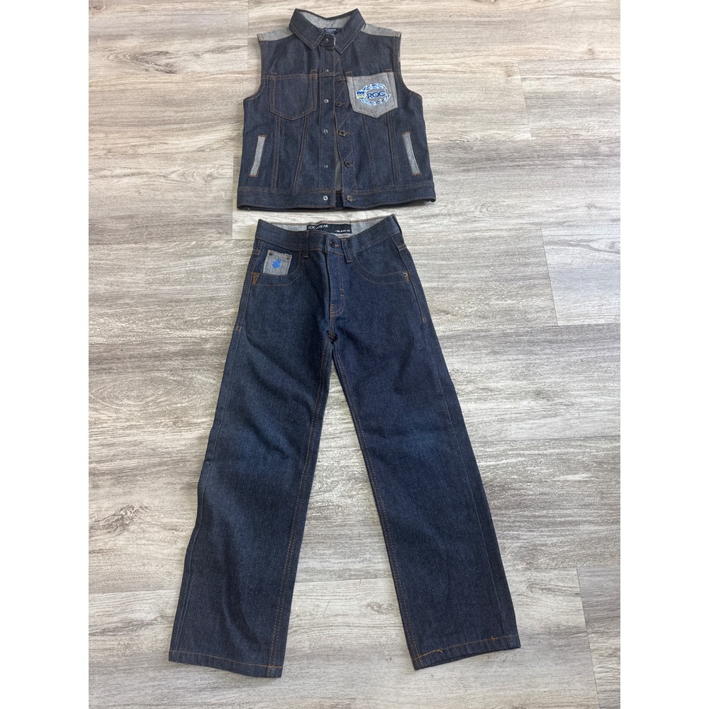 Rocawear Kids Denim Vest and Jeans 2 Piece Set Indigo‎ Blue Size 7X